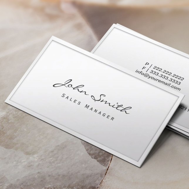 Classy White Border Sales Manager Business Card (Creator Uploaded)