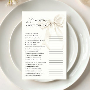 Classy White Bow 20 Questions About the Bride Game