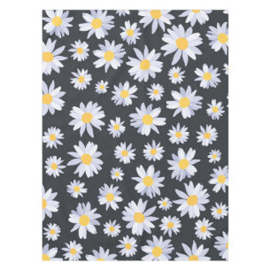 Classy White Daisy Flowers Botanical Grey design Tablecloth
