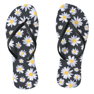 Classy White Daisy Flowers Botanical Jandals