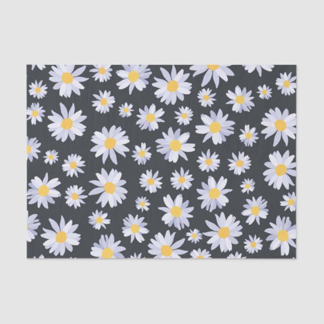 Classy White Daisy Flowers Botanical Tissue Paper (Front)