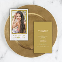 Classy White Faux Gold Headshot Photo