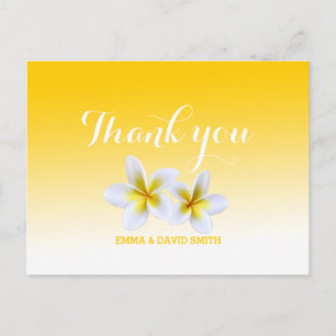 Classy White Frangipani Theme Thank You Postcard