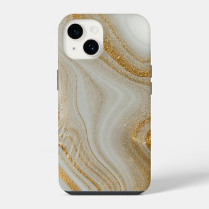Classy White Gold Marble Pattern iPhone / Android 14 Case