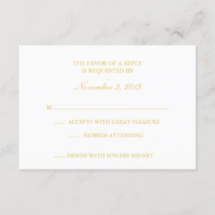 Classy White & Gold RSVP Card