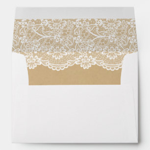 Classy White Lace Pattern Kraft Wedding 5x7 Envelopes