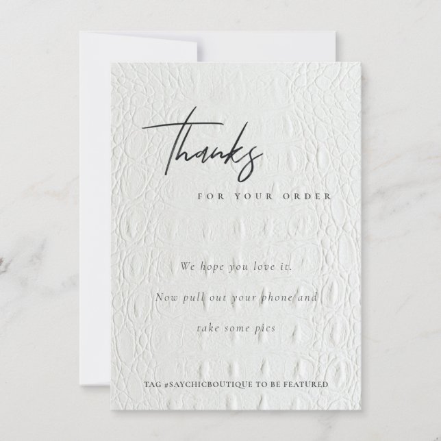 Classy White Leather Texture Thank you Business (Front)