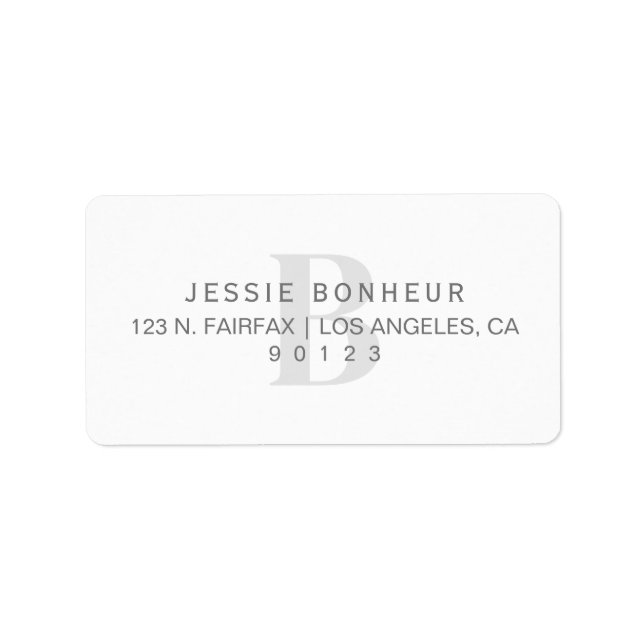 Classy White & Light Grey Return Address Label (Front)