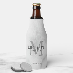 Classy White Marble Personalised Groomsmen Bottle Cooler
