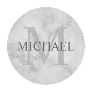 Classy White Marble Personalised Monogram and Name Cutting Board