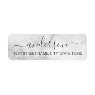 Classy White Marble Script Return Address