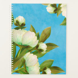 Classy White Peonies Floral Bouquet Planner