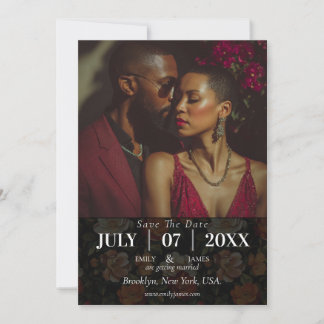Classy Wildflower Rose Flower Wedding Save The Date