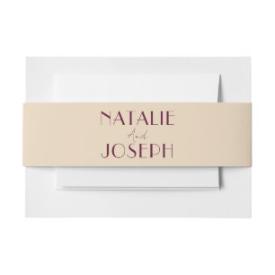 Classy Wine Ivory Old Money Luxury Wedding Invitation Belly Band
