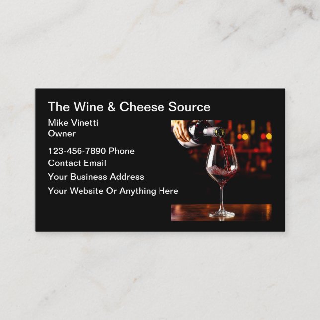 Classy Wine Theme Business Cards (Front)
