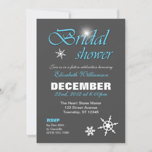 Classy Winter with Blue Bridal Shower Invitations