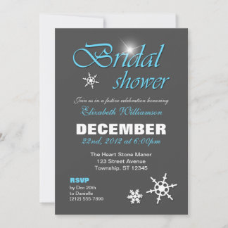 Classy Winter with Blue Bridal Shower Invitations