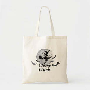 Classy Witch and Moon Halloween Tote Bag