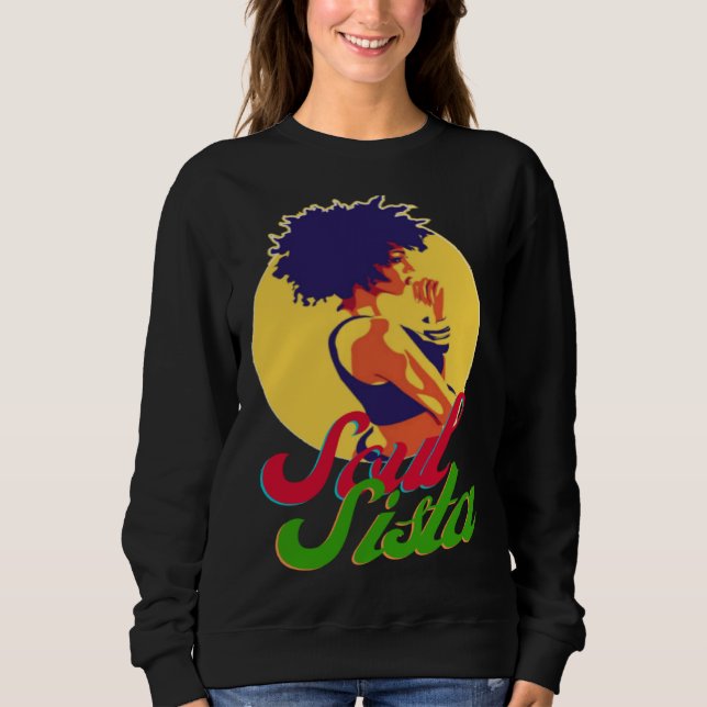 Classy Womens African Head Wrap Black Pride  Soul  Sweatshirt (Front)