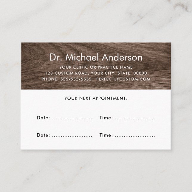 Classy wood appointment cards with custom logo (Front)