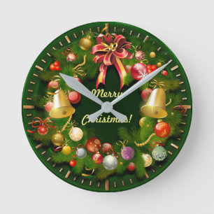 Classy Xmas Wreath With Personalised Message Round Clock