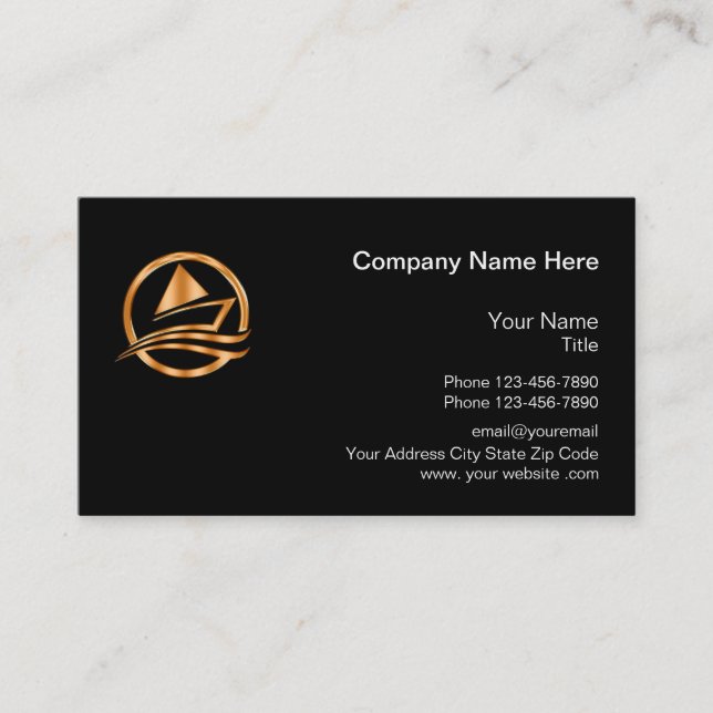Classy Yacht Broker Boat Sales Theme Business Card (Front)