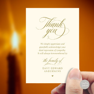 Classy Yellow Gold Funeral Memorial Sympathy Card