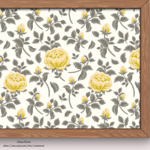 Classy yellow roses with grey leaves off white tissue paper