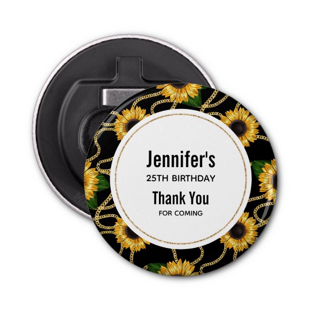 Classy Yellow Sunflowers Stylish Pattern Birthday Bottle Opener (Front)