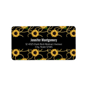 Classy Yellow Sunflowers Stylish Pattern on Black Label