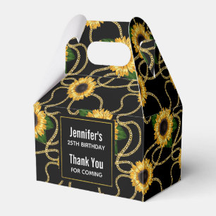 Classy Yellow Sunflowers Stylish Pattern Thank You Favour Box