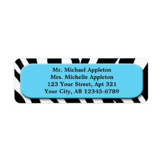 Classy Zebra Print Aqua Blue Address Labels