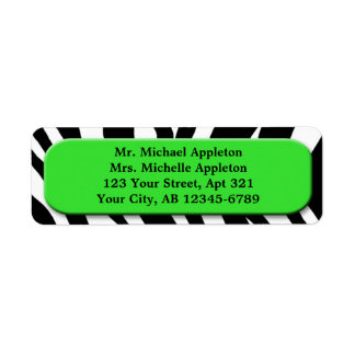 Classy Zebra Print Lime Green Address Labels