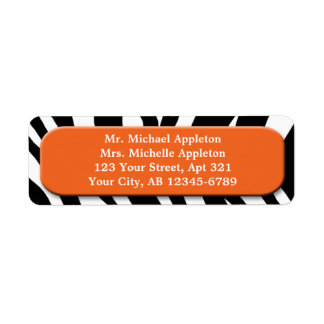 Classy Zebra Print Orange Address Labels