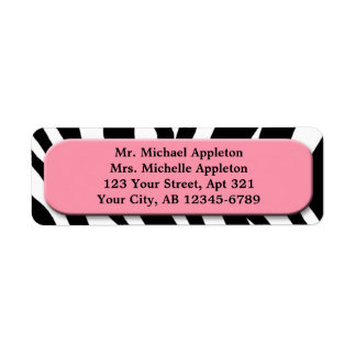 Classy Zebra Print Pink Address Labels
