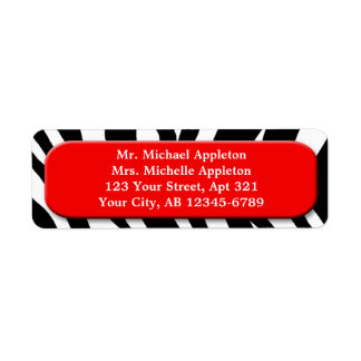 Classy Zebra Print Red Address Labels