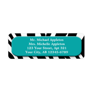 Classy Zebra Print Teal Address Labels