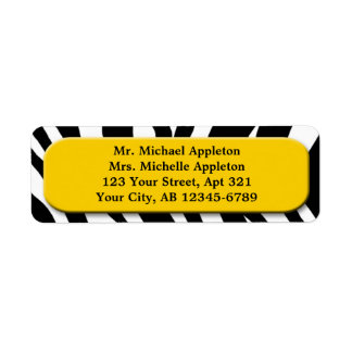 Classy Zebra Print Yellow Address Labels