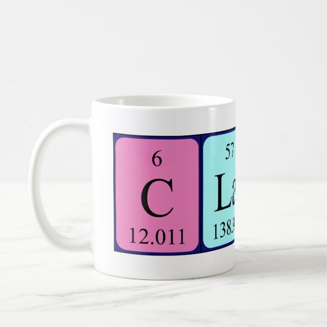 Claud periodic table name mug (Left)