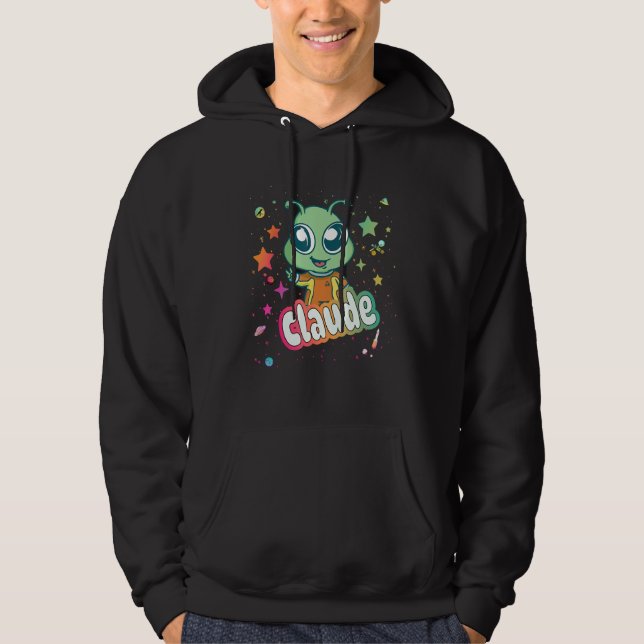 CLAUDE - Cute Boy Name with cute Alien Hoodie (Front)