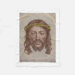 Claude Mellan’s Face of Christ 1649 engraving Fleece Blanket