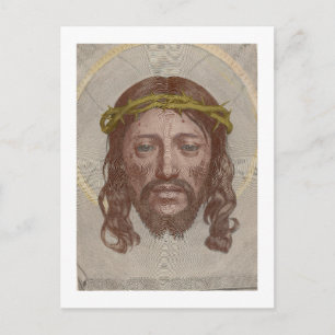 Claude Mellan’s Face of Christ 1649 engraving Postcard