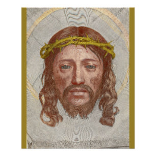 Claude Mellan’s Face of Christ 1649 engraving Poster