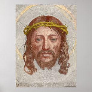 Claude Mellan’s Face of Christ 1649 engraving Poster