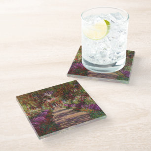 Claude Monet A Pathway in Monet's Garden Glass Coaster