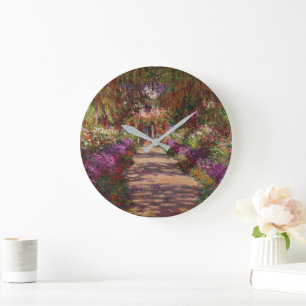 Claude Monet   A Pathway in Monet's Garden Large Clock