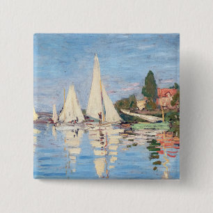 Claude Monet artwork - Regattas at Argenteuil 15 Cm Square Badge