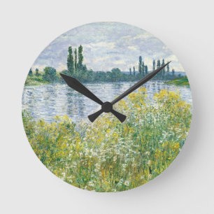 Claude Monet   Banks of the Seine, Vetheuil, 1880 Round Clock