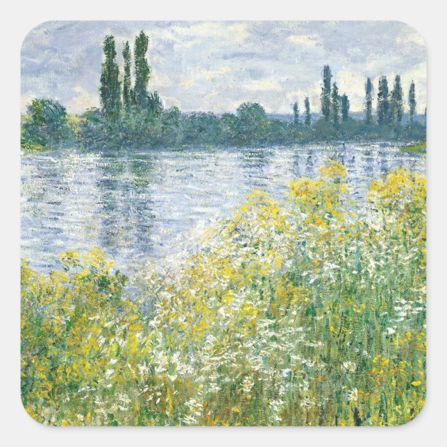Claude Monet | Banks of the Seine, Vetheuil, 1880 Square Sticker (Front)