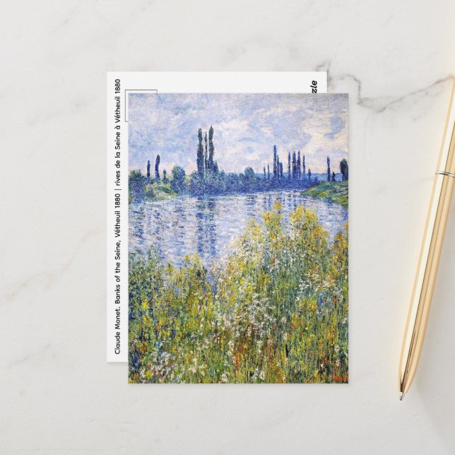 Claude Monet. Banks of the Seine, Vétheuil Postcard (Front/Back In Situ)